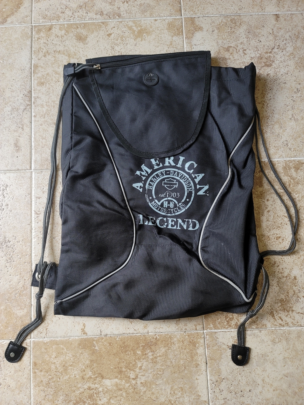 Harley-Davidson American Legend Black Drawstring Backpack